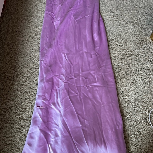 Aqua Lilac Satin Halter Maxi Dress - Picture 8 of 9